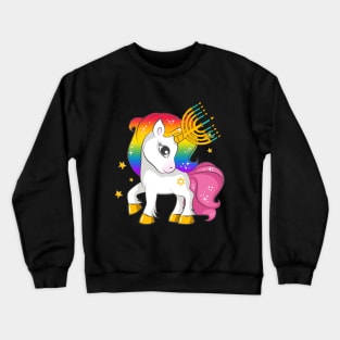 Funny Jewish Shirt Unicorn Menorah Hanukkah Crewneck Sweatshirt